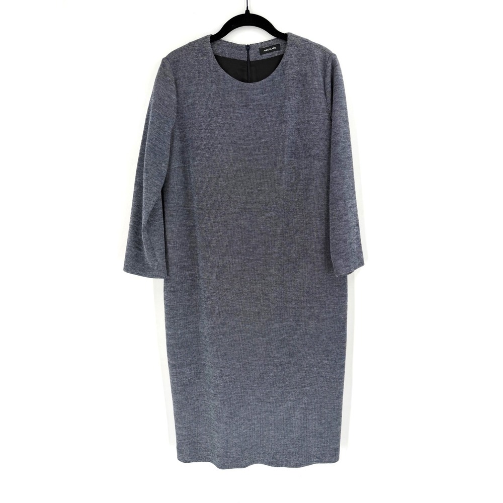 Anneclaire Shift Dress Women 44‎ Gray Wool Blend Made in Italy Quiet Luxury